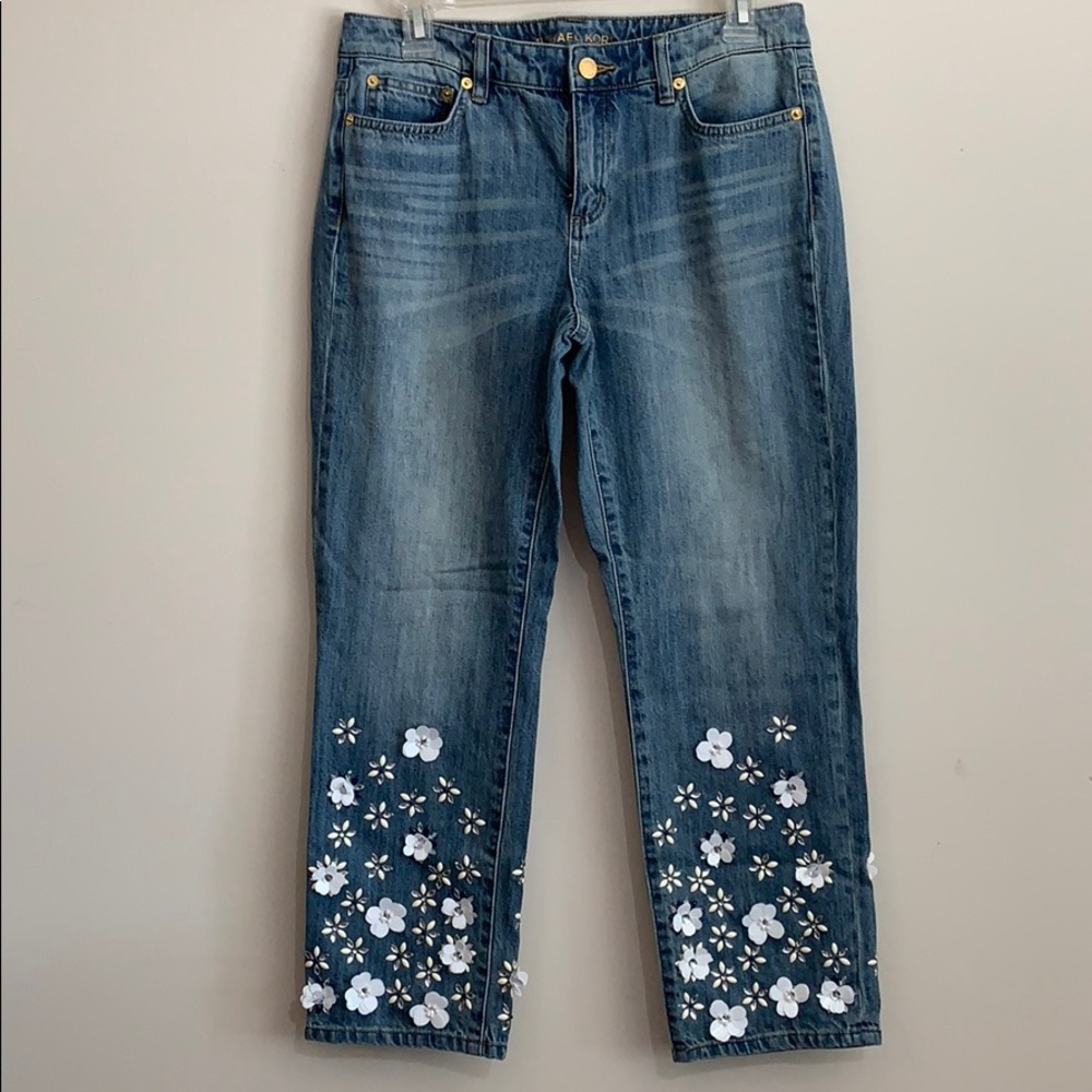 Michael‎ Kors - flower embellished crop jeans, 4 - Picture 3 of 14